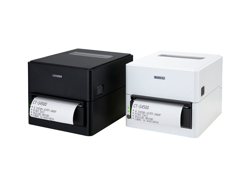 Etikettendrucker Citizen CT-S4500 mit Abschneider, thermodirekt, 112mm, USB + Bluetooth, schwarz, CTS4500XTEBX