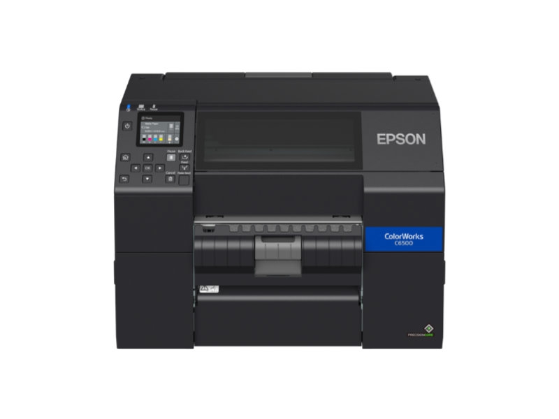 Industrie-Farb-Etikettendrucker Epson ColorWorks C6500 für mattes Material, Abschneider, USB + Ethernet, schwarz, C31CH77102MK