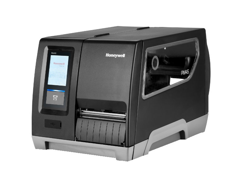 Industrie-Etikettendrucker Honeywell PM45 - Aufwickler, Touch-Display, 203dpi, USB + RS232 + Ethernet, schwarz, PM45A10000030200