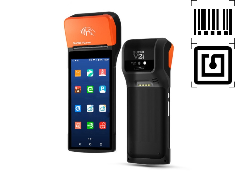 Handheld 5.99 Zoll Touch Sunmi V2 PRO, Android 7.1, 58mm Thermobondrucker, 4G, NFC, 1D-CCD-Barcodescanner, T5921