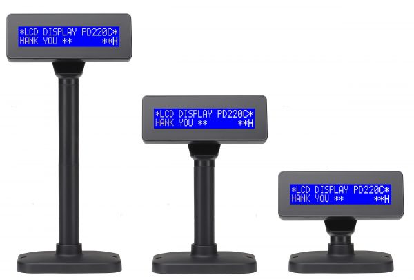 Kundenanzeige MagicPOS MP220C2 - LCD (Blau-Weiss), USB, 2 zeilig, schwarz, Standfuß